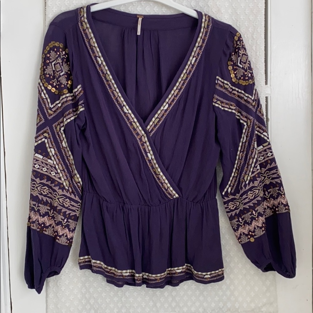 Free People Purple Beaded blouse (MED)